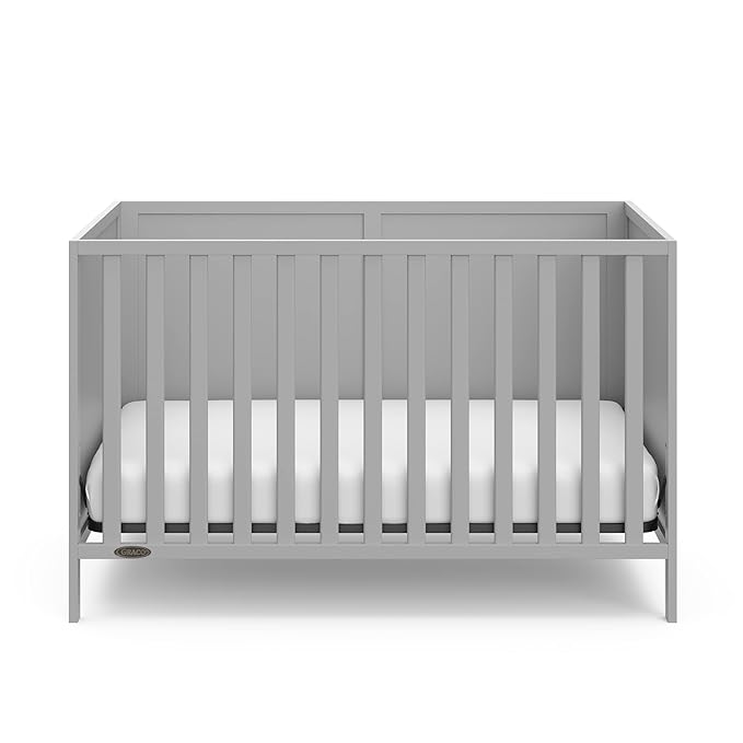 Graco Theo Crib and Mattress Nursery Essentials Pack (Pebble Gray) – GREENGUARD Gold Certified Baby Crib & Crib Mattress, Cribs with Mattress Included, Convertible Crib, Baby Mattresses for Crib