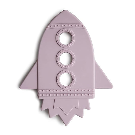 mushie Silicone Baby Teether Toy | Rocket (Soft Lilac)