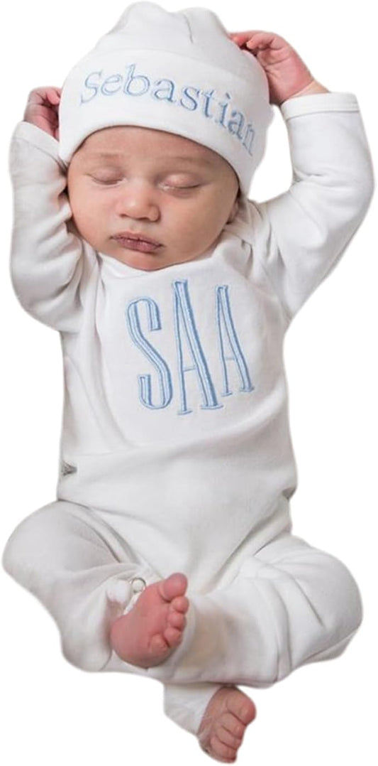 Personalized Baby Romper Hospital Newborn Coming Home Outfit Custom Embroidery Name Infant Sleepwear Gift for Baby Shower