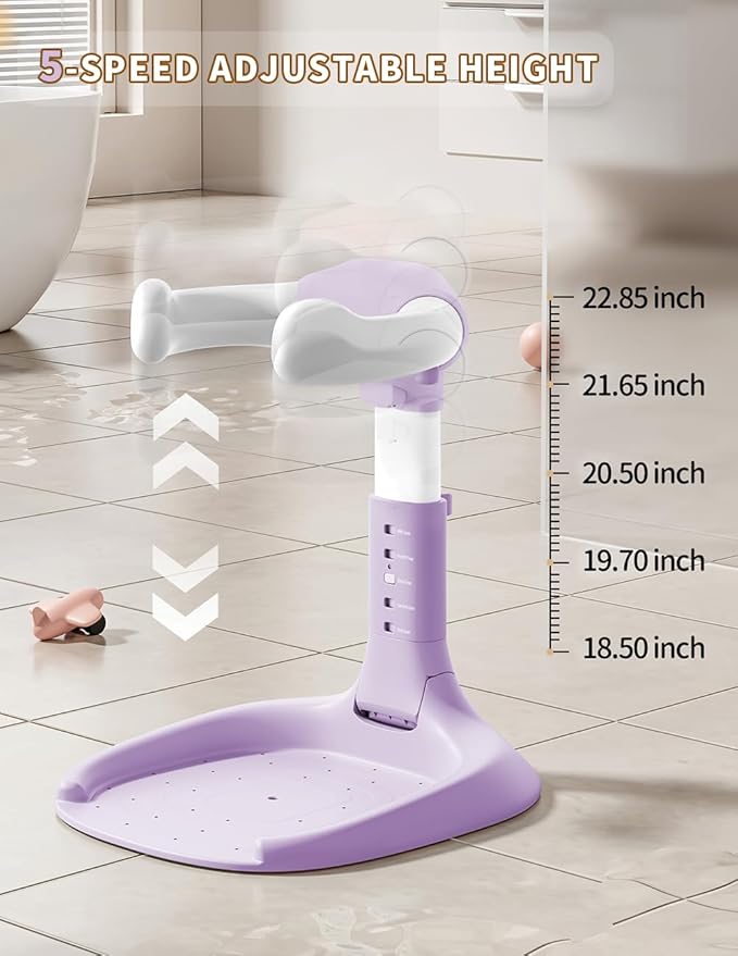 Baby Shower Stand, Baby Bath Support, Shower Standing Support with Adjustable Height and Armrest, Bath Stand with Anti-Skip and Shower Head Holder, Bath Essentials for Infants
