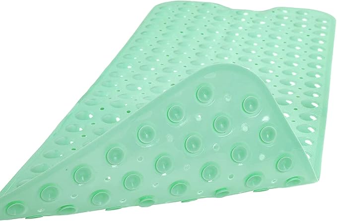Linoows Bathtub and Shower Mats, Extra Long Non-Slip Bath Tub Mat 39 x 16 Inch, Machine Washable Bathmat with Suction Cups & Drain Holes for Bathroom Floor, Pale Green
