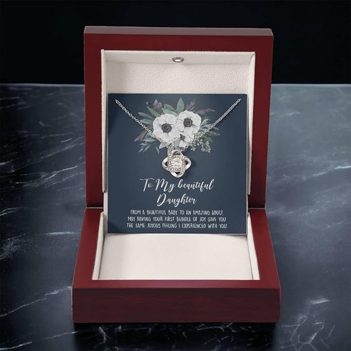 To My Daughter Gift Necklace From Dad or Mom - Badass Daughter Jewelry With Heartfelt Message & Elegant Box