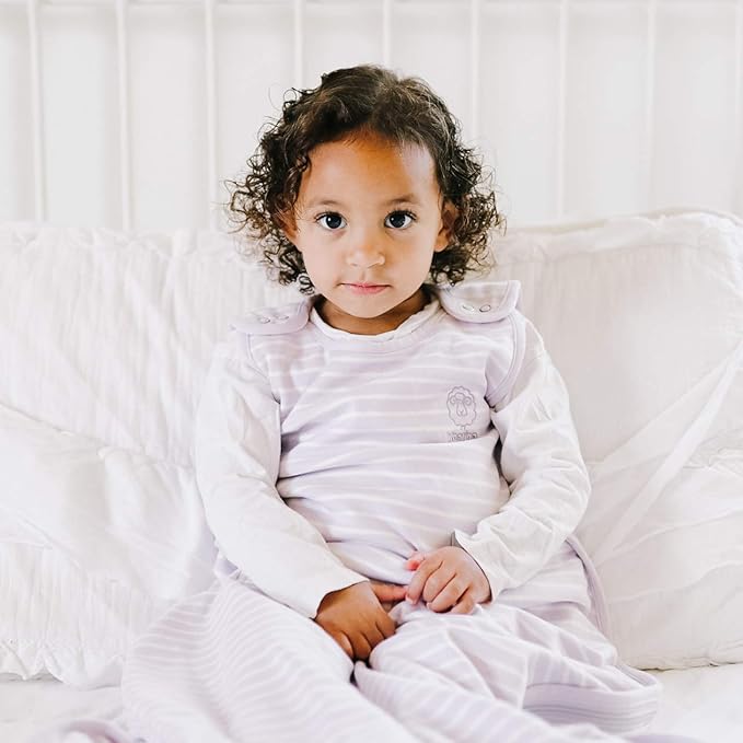 Woolino Toddler Sleeping Bag, 4 Season, Merino Wool and Organic Cotton Baby Wearable Blanket, 2-4 Years, Lilac