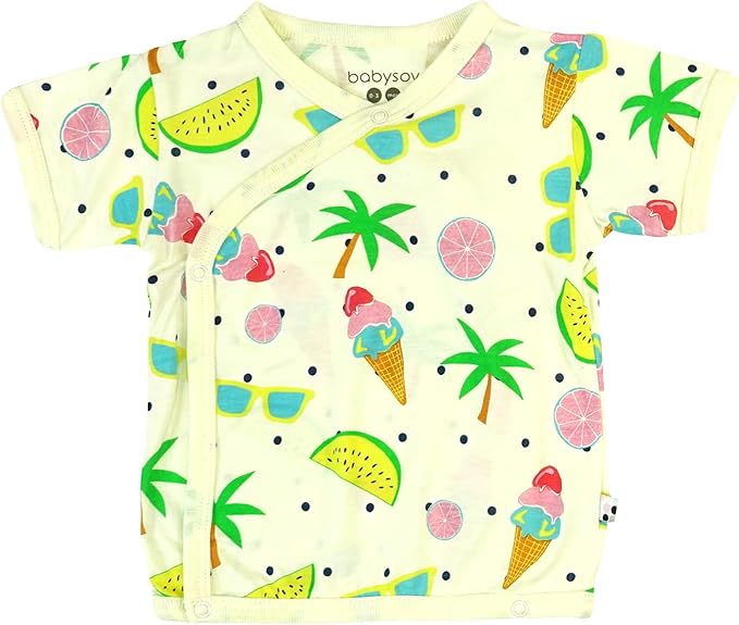 Babysoy Unisex Baby Short Sleeve Wrap Around Kimono Tee Shirt
