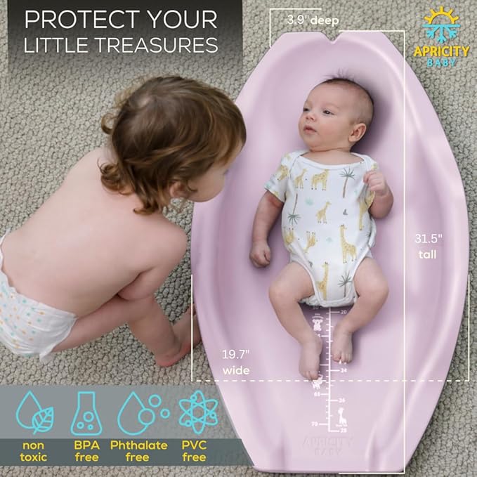 Apricity Baby Changing Pad – Waterproof Wipe-Clean Foam Mat with Raised Sides & Built-in Growth Chart, Extra-Large 31.5″ × 19.7″ – Safe & Comfortable Changing Pad for Newborns to Toddlers (Pink)