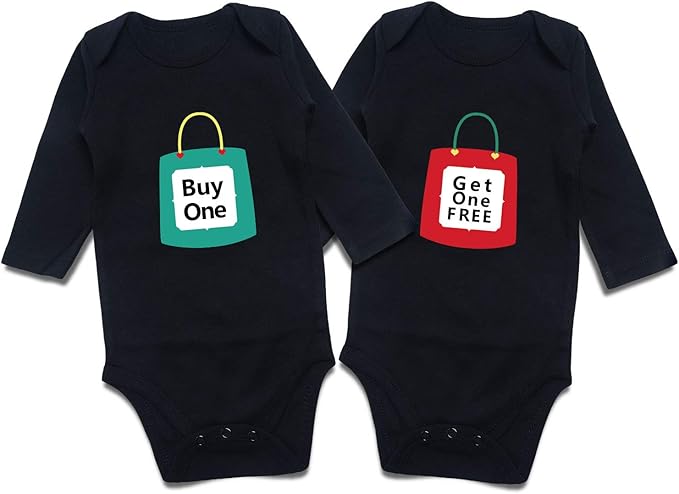 DEFAHN Funny Twins Baby Bodysuits Boys Girls Rompers 2 Pack Twin Matching Clothes Outfits for Newborn Infant