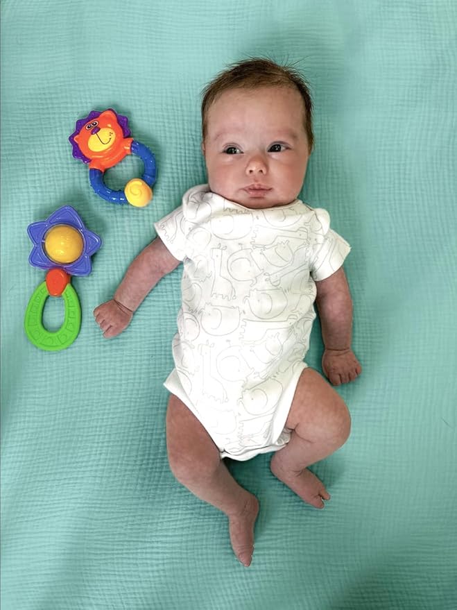 Hugs & Llamas | 100% Organic Cotton Muslin Fitted Sheet | Premium Baby Crib Sheets for Boys & Girls - Neutral