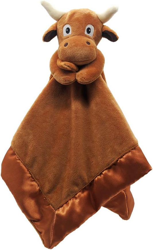 Longhorn Lovey Blanket for Baby | Large 20" x 20" Baby Lovey for Girls or Boys | Cute Longhorn Security Blanket for Babies and Toddlers