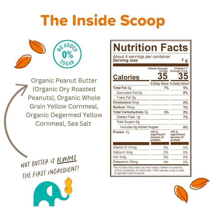 Puffworks Baby Organic Peanut Butter Puffs, Perfect for Early Peanut Introduction, Plant Protein, USDA Organic, Gluten-Free, Vegan, Non-GMO, Kosher, 1.0 Ounce (Pack of 6)