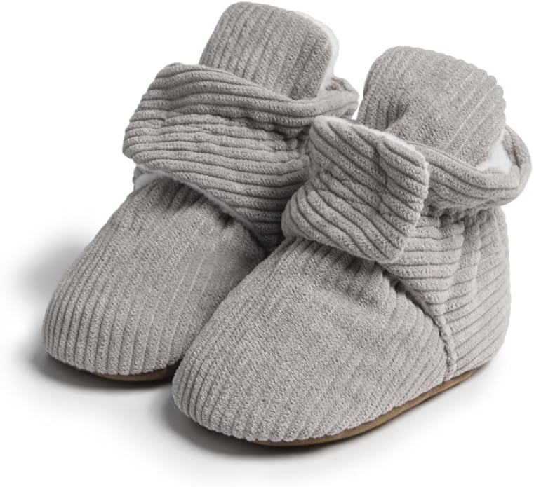 Sawimlgy Newborn Infant Baby Girl Boy Cotton Booties Stay On Sock Slippers Soft Bedroom Shoes Non-Skid Ankle Boots With Grippers Toddler Crib Warm Shoe First Walker Birthday Shower