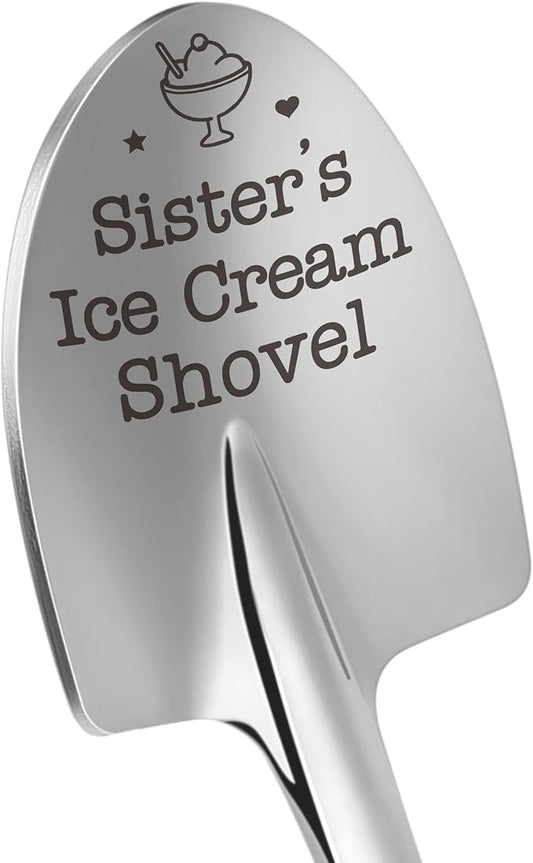 Funny Dads Ice Cream Shovel Gifts for Sister Mothers Day, Sisiter Birthday, Big Little Sister Best Sis Presents from Brother Sister Stainless Steel Spoon