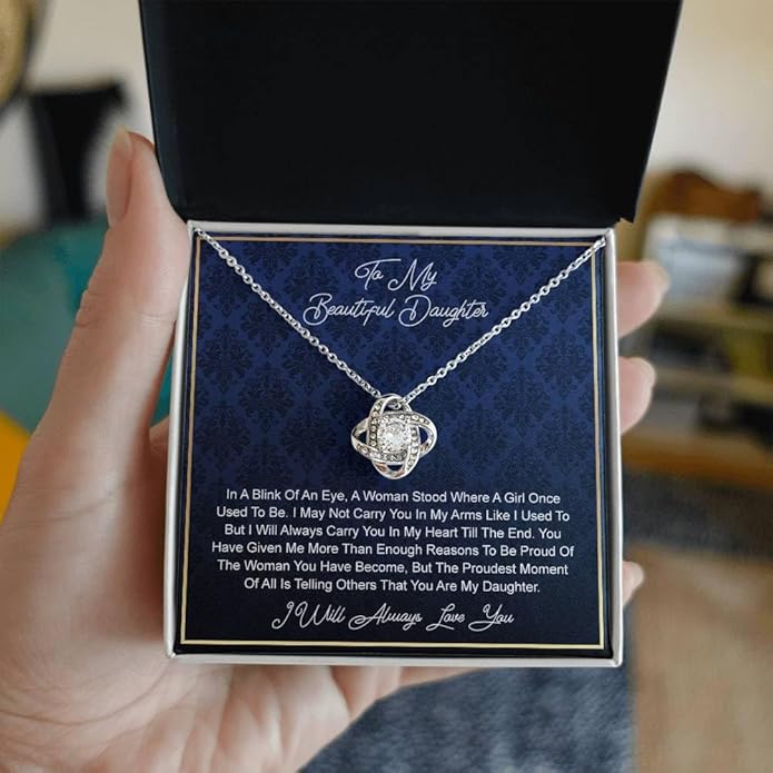 To My Daughter Gift Necklace From Dad or Mom - Badass Daughter Jewelry With Heartfelt Message & Elegant Box