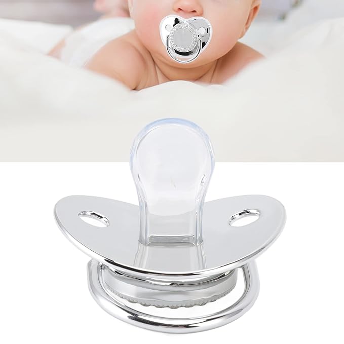 Baby Pacifier, Stylish DIY Photo Decoration Infant Bling Pacifier Clip Set for Newborn (Silver M)