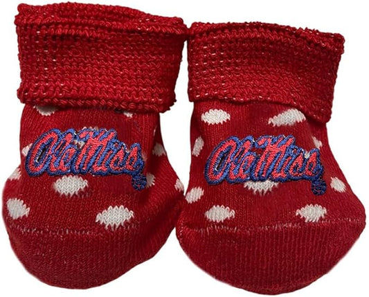 Two Feet Ahead Baby Socks – Soft, Cozy & Machine Washable Organic Cotton Stay-on Socks for Baby Girls and Boys - Made in USA (Polka)