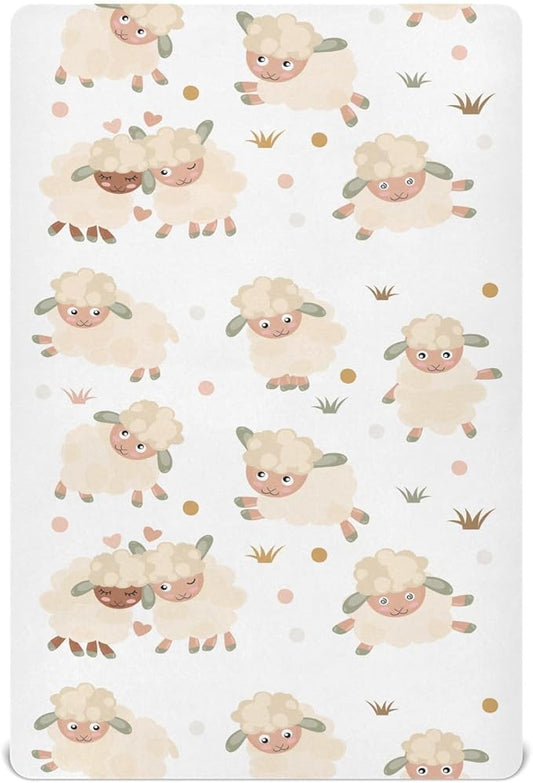 Cute Rams Crib Sheets for Neutral Bassinet Play Sheets,Sheets Toddler Bed Sheets for Baby Boys Girs 39 * 27 * 5in