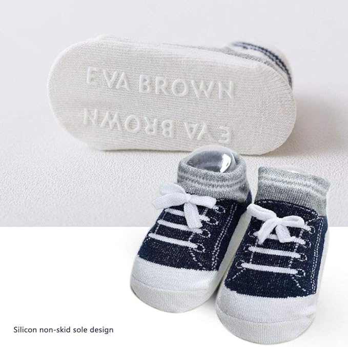 Zumou Baby Non Skid Anti Slip Infant Newborn Boys Girls Ankle Socks 6 Pairs