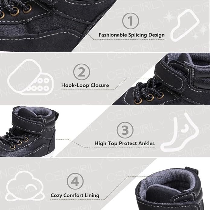 CENCIRILY Baby Boys Girls High Top Sneakers Soft Soles Anti Skid Infant Ankle Shoes Toddler Prewalker First Walking Crib Shoes