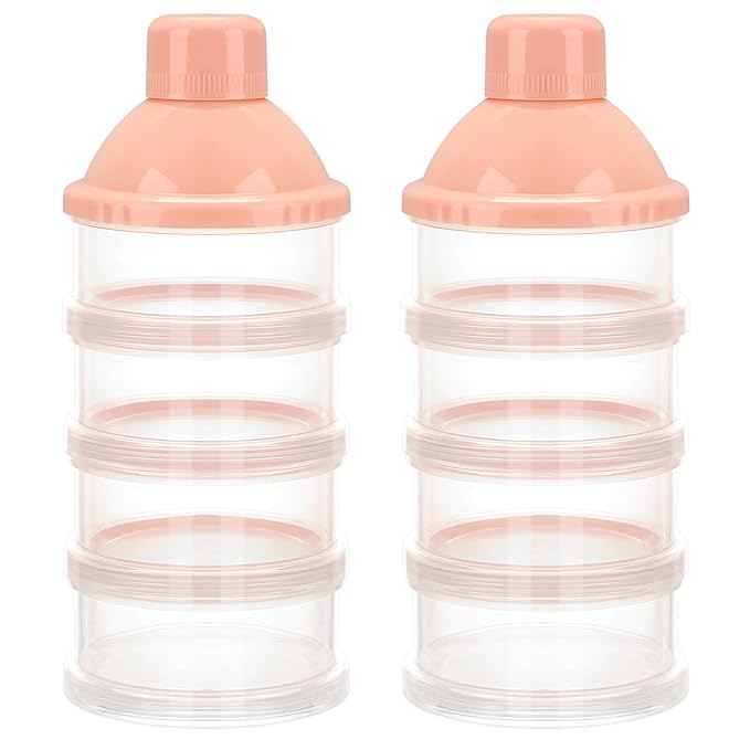 Accmor Formula Dispenser On The Go, 4 Compartments Stackable Formula Container for Travel, Baby Milk Powder Kids Snack Container, BPA Free ﻿