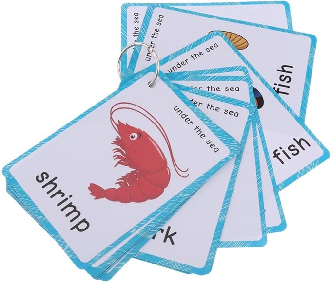 20 pcs Sea Animals Flash Cards for Toddlers | Marine Animals Learning Cards & Montessori Pocket Cards Perfect for Pre-K Wall Stickers and Insect Themed Party, Teacher/Autism Therapists Tools