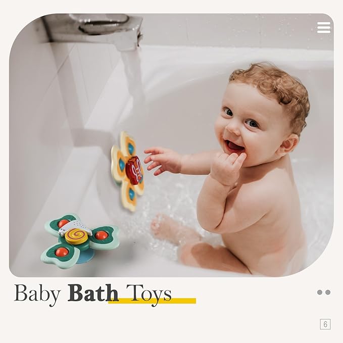 ALASOU 3PCS Suction Cup Spinner Toys for 1 Year Old Boy Girl|Spinning Top Baby Toys 12 18 Months|1 2 Year Old Boy Birthday Gift|Baby Bath Toy for Kids Ages 1-3|Sensory Toy for Toddlers 1-3