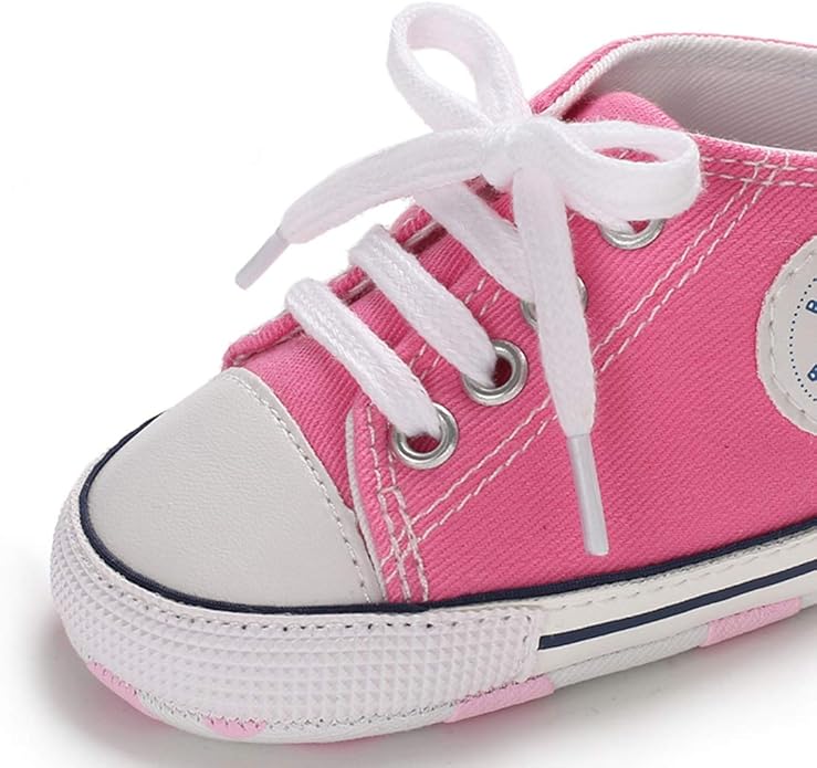 Unisex Baby Boys Girls Shoes, Newborn Infant Non-Slip Canvas Denim High Top Sneakers, Toddler First Walkers Shoes