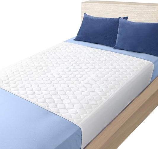 Saddle Style Ultra Soft Quilted Incontinence Bed Pads 34"X52" -2 Pack (with 18‘’ Flaps), Washable and Reusable