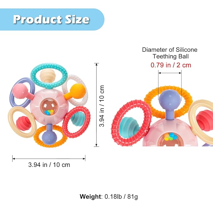 Montessori Teething Toys for Babies 0-6 6-12 Months, Baby Teether Sensory Toys for 0 3 6 9 12 18 Months, Newborn Infant Learning Toys for 1 2 Year Old Boys Girls