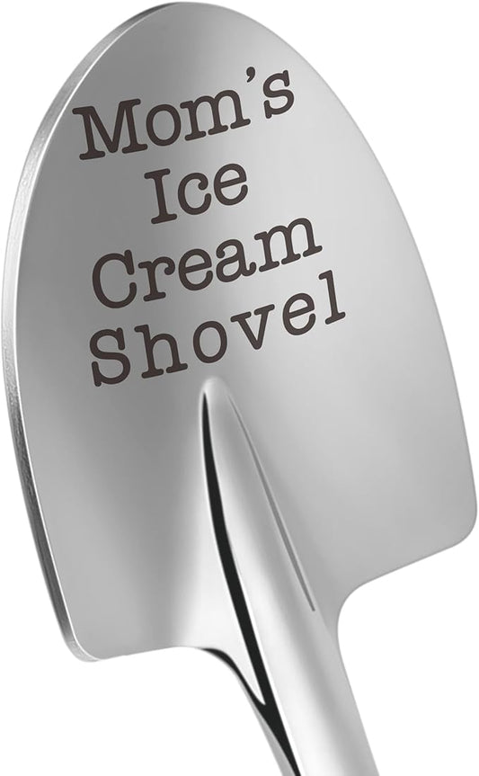 Funny Mother Birthday Gifts for Mom Christmas, from Daughter Son, Christmas Gift for Mom Mama Mommy Mother In Law Birthday Retirement Presents, Small Cute Engraved Mom's Ice Cream Shovel Spoon