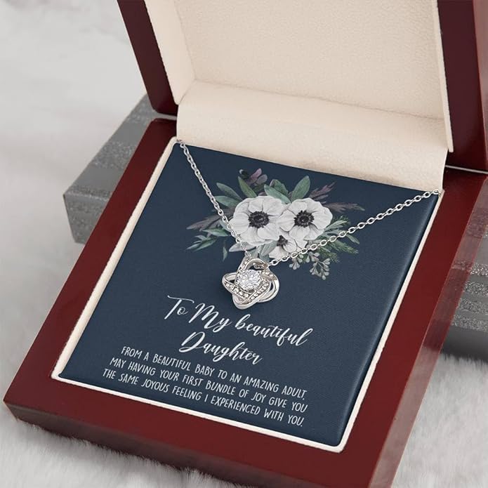 To My Daughter Gift Necklace From Dad or Mom - Badass Daughter Jewelry With Heartfelt Message & Elegant Box