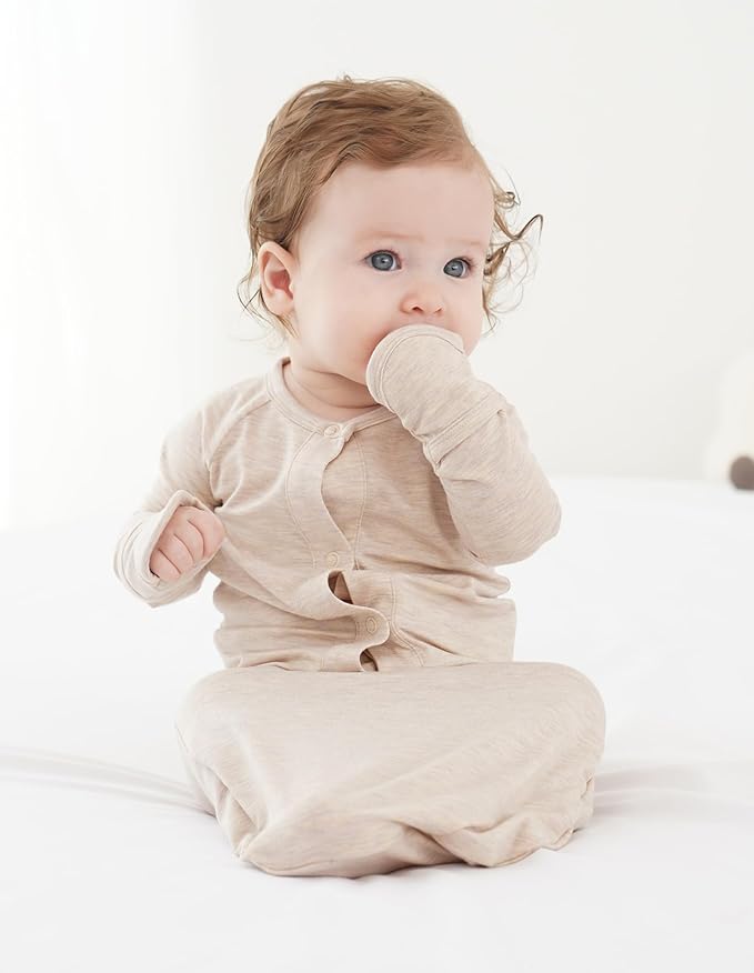 Baby Nightgowns Sleeper Gown Newborn Long Sleeve Pajama Gowns Unisex Viscose from Bamboo Infant Sleepwear