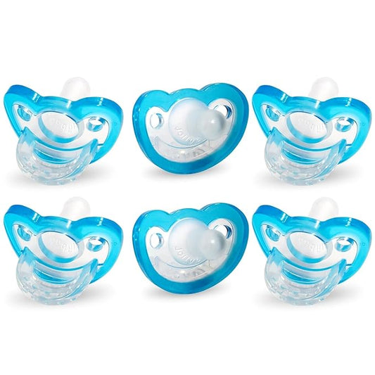 RaZbaby Jollypop Pacifier for Newborns & Up, USA Made, Natural Shaped Orthodontic Binky, Lovingly Shared in NICUs & Hospitals Worldwide, Medical-Grade 100% BPA-Free - 0-3 Months, 6 Pack - Blue