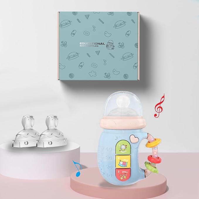 Baby Musical Toys Set, Infant Musical Light Up Toys with Rhythmic Light and Sounds for Baby Boy Girl Early Educational Comfort Toys Pregnant Gift (Blue)