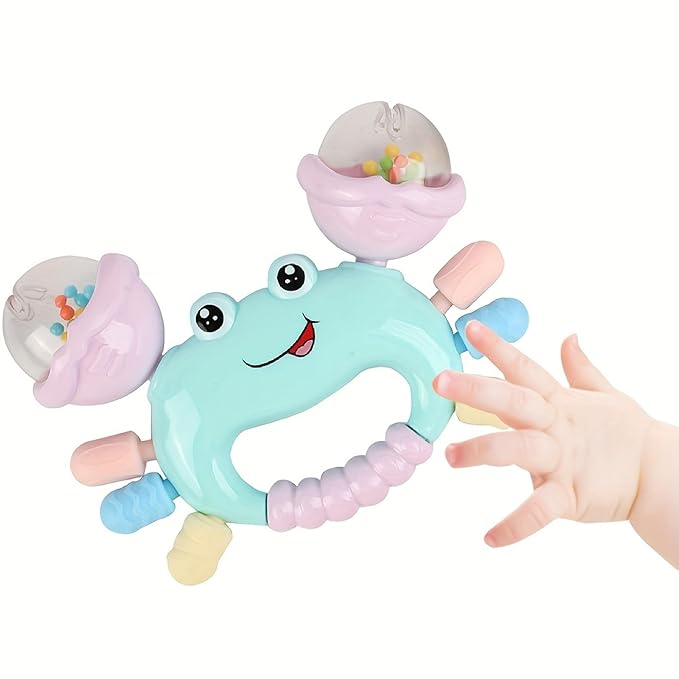 Baby Crab Rattle Toy - ABS Material, Handheld Crab Shaped Toy for Infants, Early Education Grip & Smart Toy for Newborn Boys and Girls(345A) (Green)