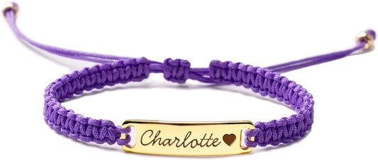 Personalized Baby Bracelet, 18K Gold Plated Custom Name Bracelet, Braided Cord Baby Bracelet Adjustable for Baby Girls and Boys as Birthday Gift Baptism Gift
