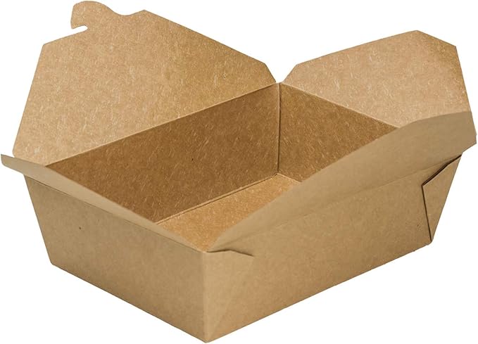 Karat Paper To Go Boxes [76 oz - 200ct] Leak-Resistant, Microwavable, Heavy-Duty Take Out Boxes | Grease Resistant & Stackable | #3 Kraft Brown