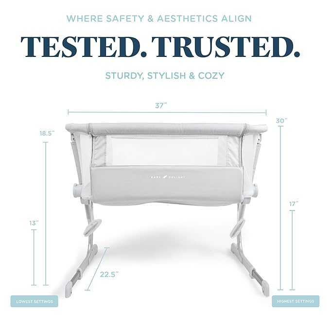 Baby Delight Beside Me Dreamer Bassinet | Bedside Sleeper | 6-Position Height Adjustment | Driftwood Grey