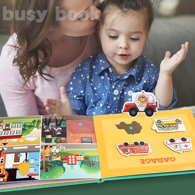 4 Subjects Montessori Quiet Book Busy Board for Toddlers, Toddler Travel Toys, Sensory Toddler Activities, Montessori Educational Toys for 2 3 4 Year Old Boys Girls Gift