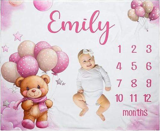 Ship Next Day, Personalized Baby Blanket for Boys Girls - Printed in USA, Custom Baby Blanket with Name Super Soft Plush Flannel, Easter Christmas Brithday Gifts for Baby Shower Kids Toddlers Newborn