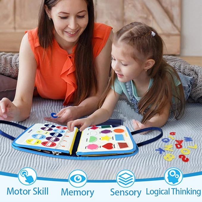 Busy Board for 1 Year Old Sensory Toys for Toddlers 1-3 Montessori Learning Busy Book for Boys Girls Preschool Toys Gift (Dinosaur)