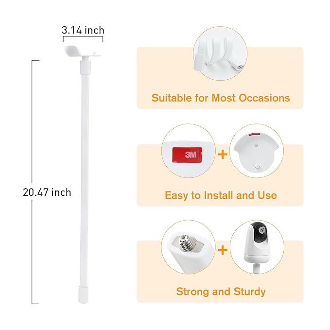 HiPP Baby Monitor Mount Camera Shelf Compatible with VAVA and Most Other Baby Monitors, Universal Flexible Baby Camera Holder, Securely Attaches to Crib Cot Shelves or Furniture, 1/4" Screw