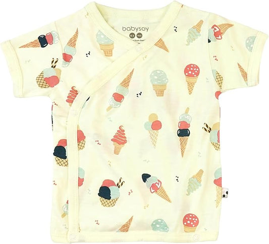 Babysoy Unisex Baby Short Sleeve Wrap Around Kimono Tee Shirt