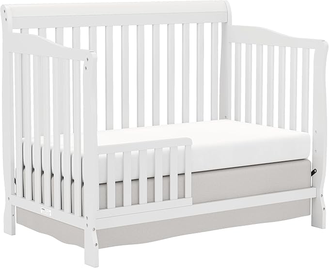 Baby Crib 5-in-1 Convertible, Wooden Cribs Converts to Toddler Bed, Daybed and Full-Size Bed, Nursery Furniture with Non-Toxic Finishes (White)