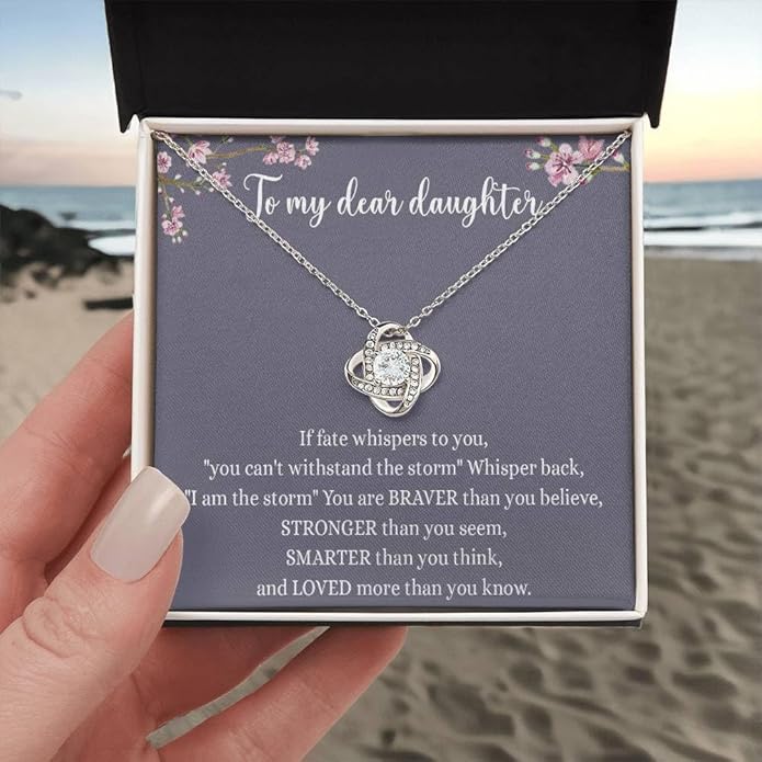 To My Daughter Gift Necklace From Dad or Mom - Badass Daughter Jewelry With Heartfelt Message & Elegant Box