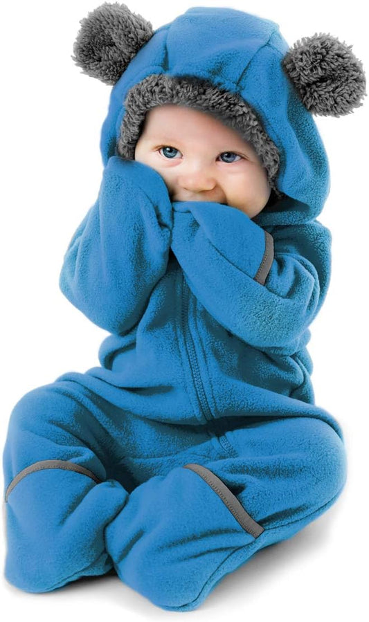 Cuddle Club Fleece Baby Bunting Bodysuit with Hood, Convertible Mittens & Booties, Car Seat Friendly, Soft & Warm, Easy Zip
