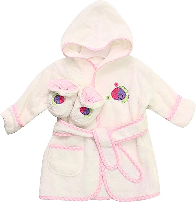Spasilk 100% Cotton Hooded Terry Bathrobe with Booties Baby One Size Gifts — Shower