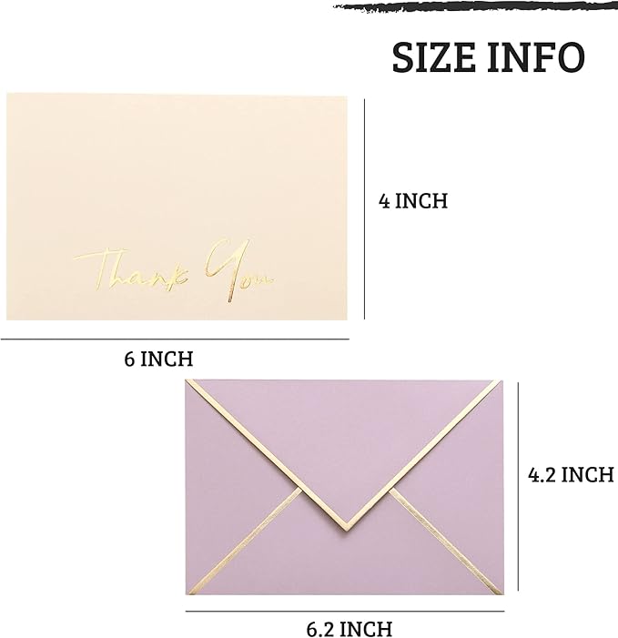 High-end Thank You Cards with Envelopes - 36 PK Heavy-duty Gold Thank You Notes 4x6 Inches Baby Shower Thank You Cards Wedding Thank You Cards Small Business Graduation Funeral Bridal Shower (Dusty Pink)
