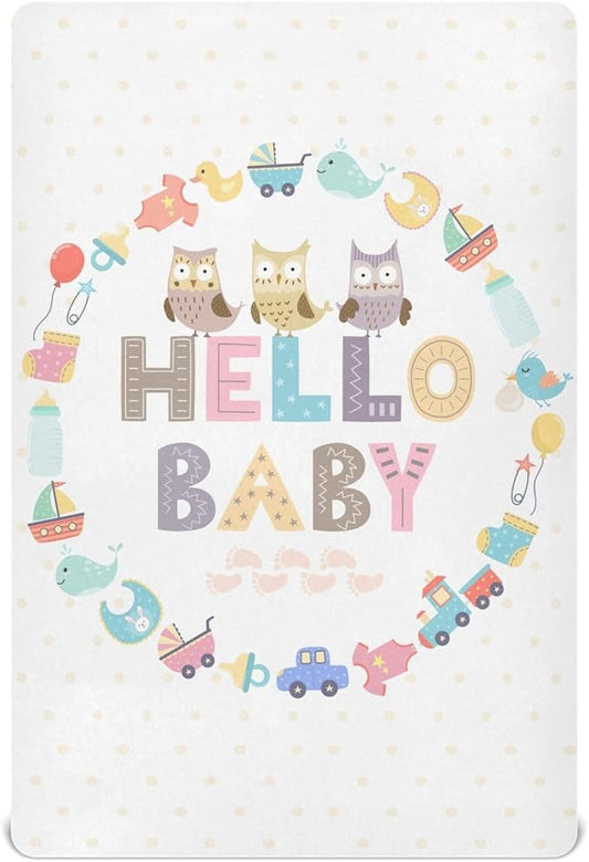 Baby Crib Sheets Cute Owls Crib Sheets for Boys Girls,Neutral Bassinet Toddler Bed Play Sheets Breathable Soft and Portable 52 * 28 * 9in