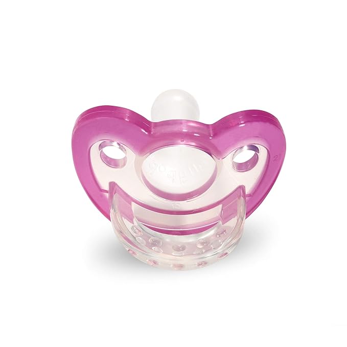 RaZbaby Jollypop Pacifier for Newborns & Up, USA Made, Natural Shaped Orthodontic Binky, Lovingly Shared in NICUs & Hospitals Worldwide, Medical-Grade 100% BPA-Free - 0-3 Months, 2 Pack - Pink
