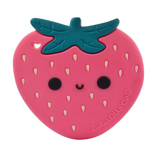 Loulou Lollipop Silicone Teether for Teething Baby Boy and Girl - Strawberry