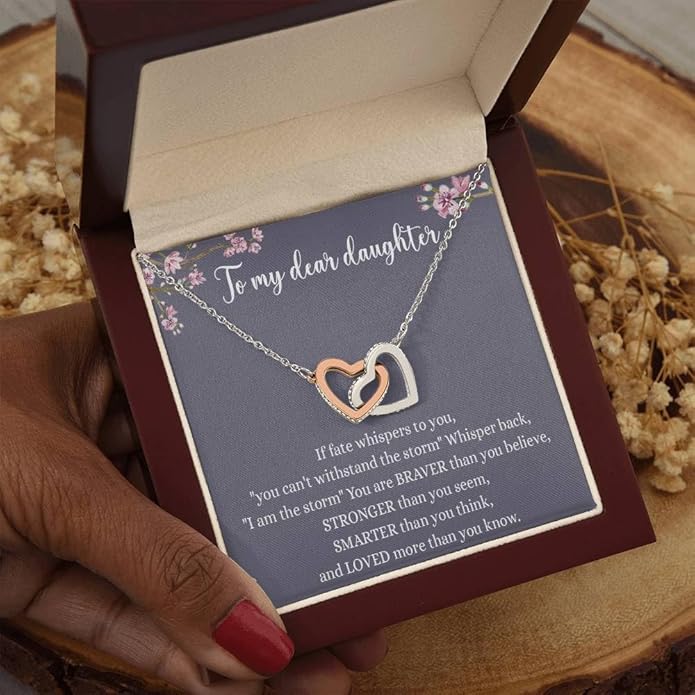 To My Daughter Gift Necklace From Dad or Mom - Badass Daughter Jewelry With Heartfelt Message & Elegant Box